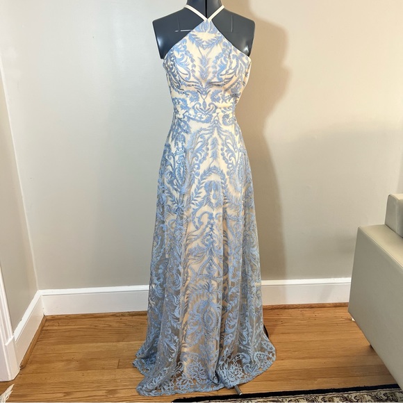 Speechless Dresses & Skirts - NWT Speechless Blue & Tan Halter Prom Dress Size 0